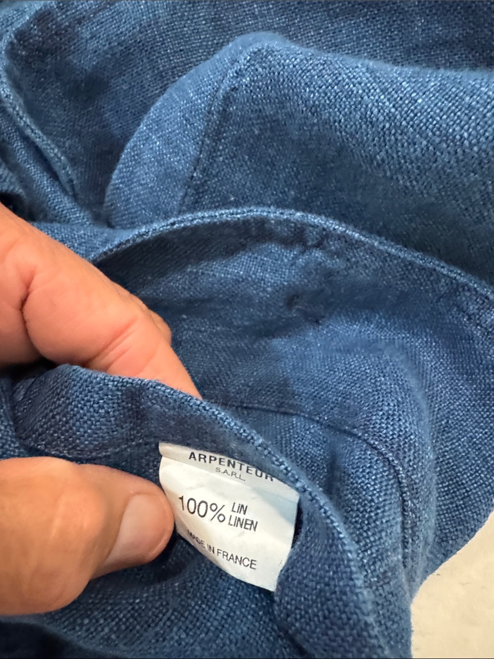 Men's Indigo Button-Front Field Jacket - Blue,100% Linen,Made In France - Picture 6 of 6